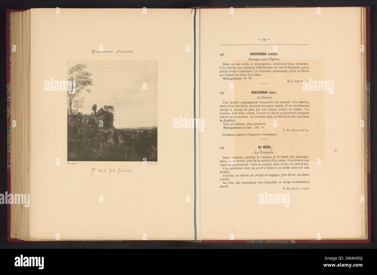 Reproduction d'une peinture d'un cheval avec une voiture dans un paysage de Philips Wouwerman, Joseph Maes, d'après Philips Wouwerman, c. 1878 - dans ou avant 1883 impression photomécanique papier peinture collotype, dessin et les arts graphiques paysages. véhicule à deux roues tiré par des animaux Banque D'Images