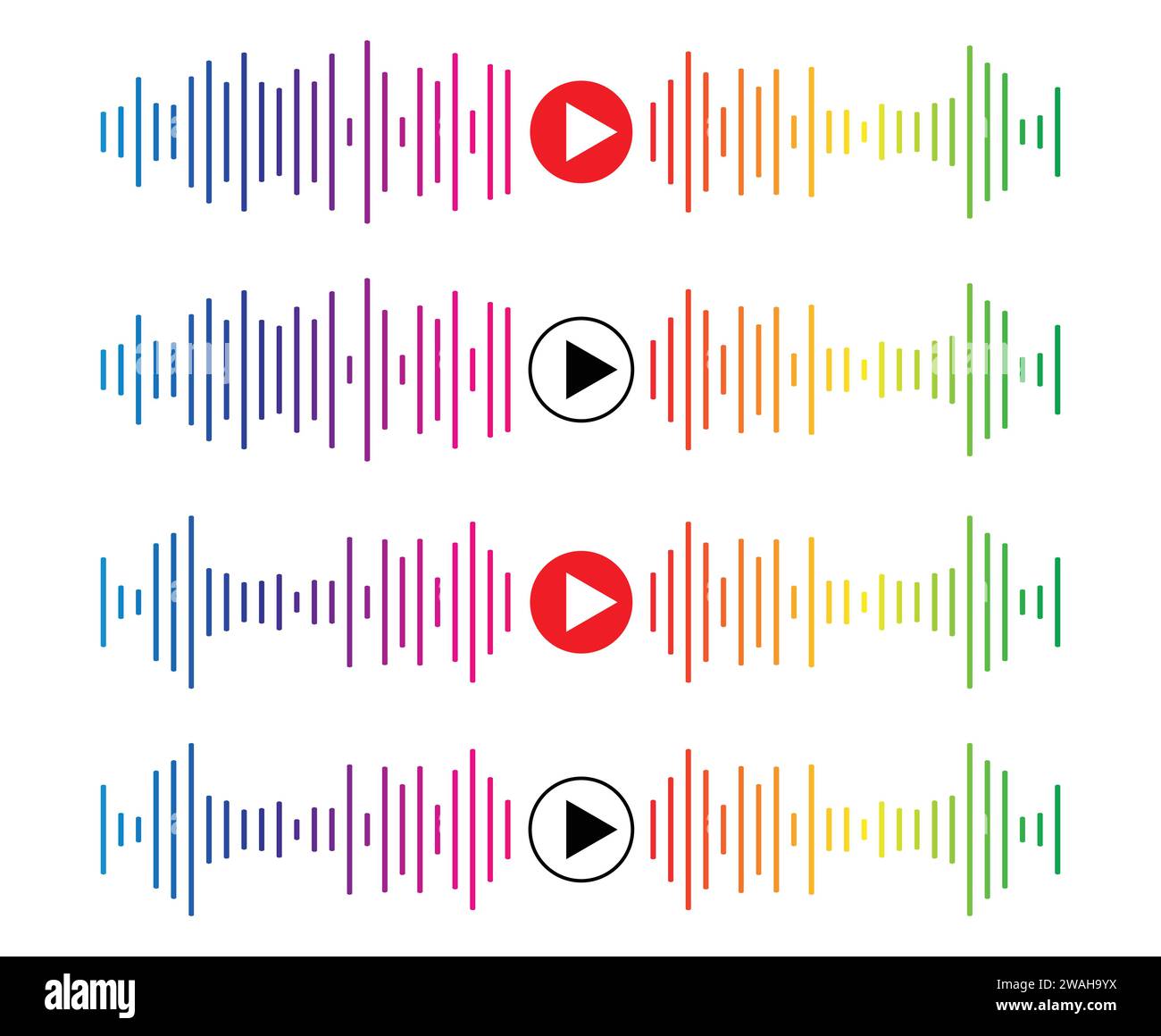 Icône d'onde sonore, interface de lecteur de podcast, symbole de musique, onde sonore, barre de progression de chargement et boutons. Illustration de Vecteur