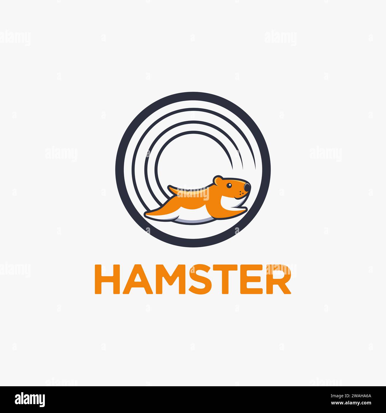 modèle de vecteur d'icône de logo de personnage de dessin animé de hamster d'entraînement amusant sur fond blanc Illustration de Vecteur