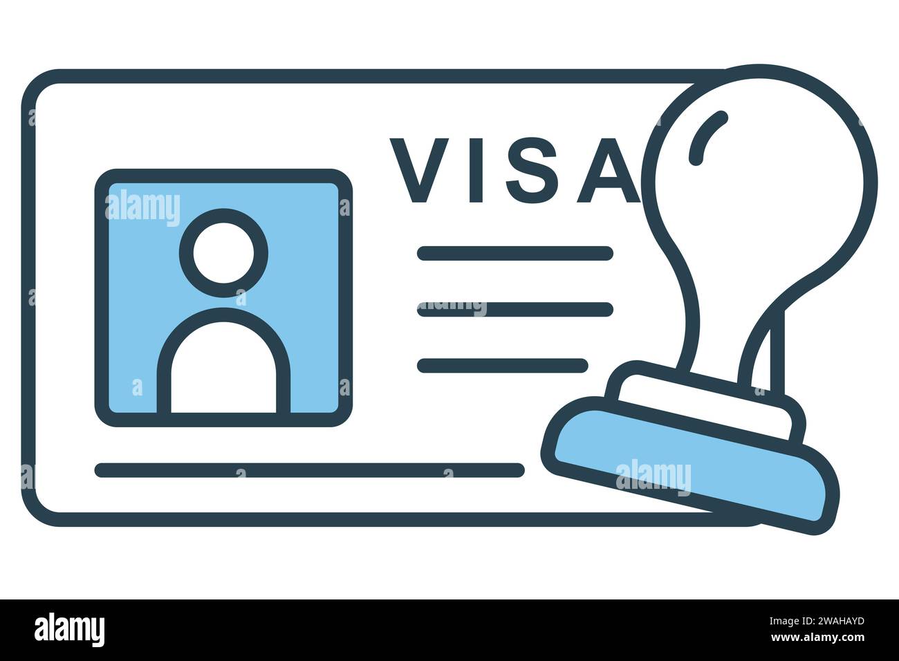 icône de timbre de visa de voyage. icône liée au voyage, autorisation d'entrer dans un pays étranger. style d'icône de ligne plate. illustration de l'élément Illustration de Vecteur