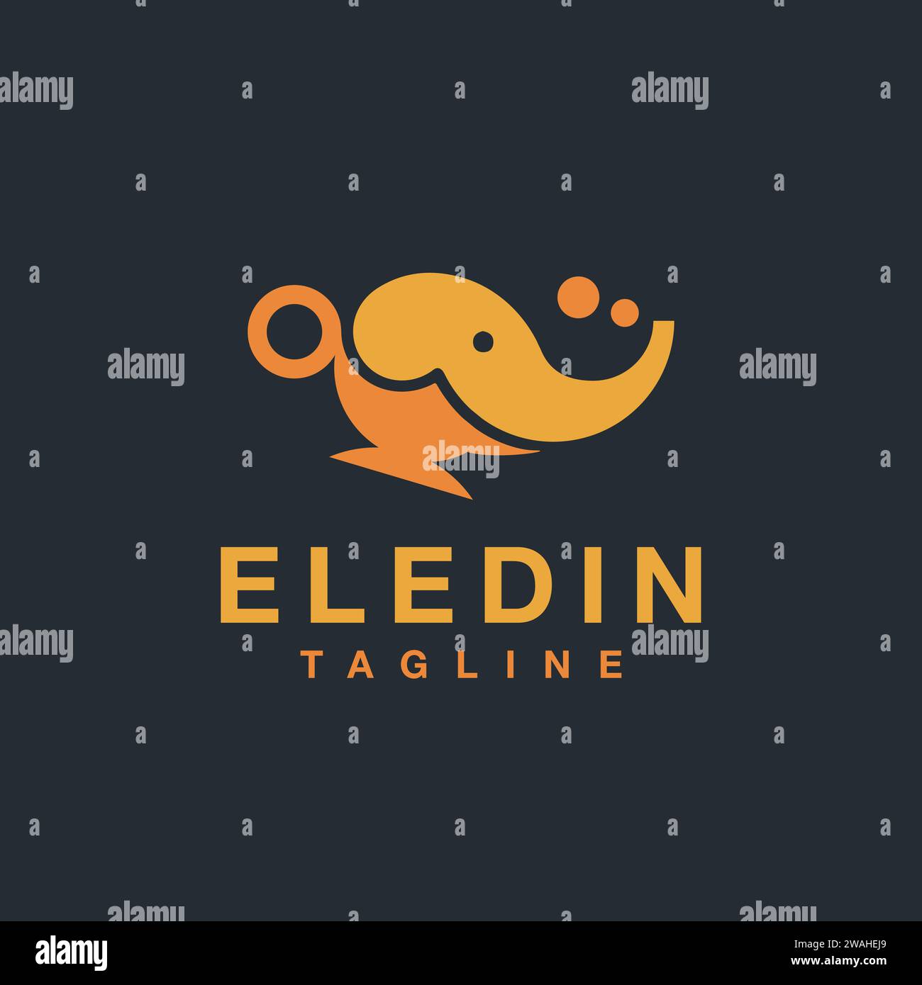 Elephant Aladdin modèle de vecteur d'icône logo de lampe magique sur fond noir Illustration de Vecteur