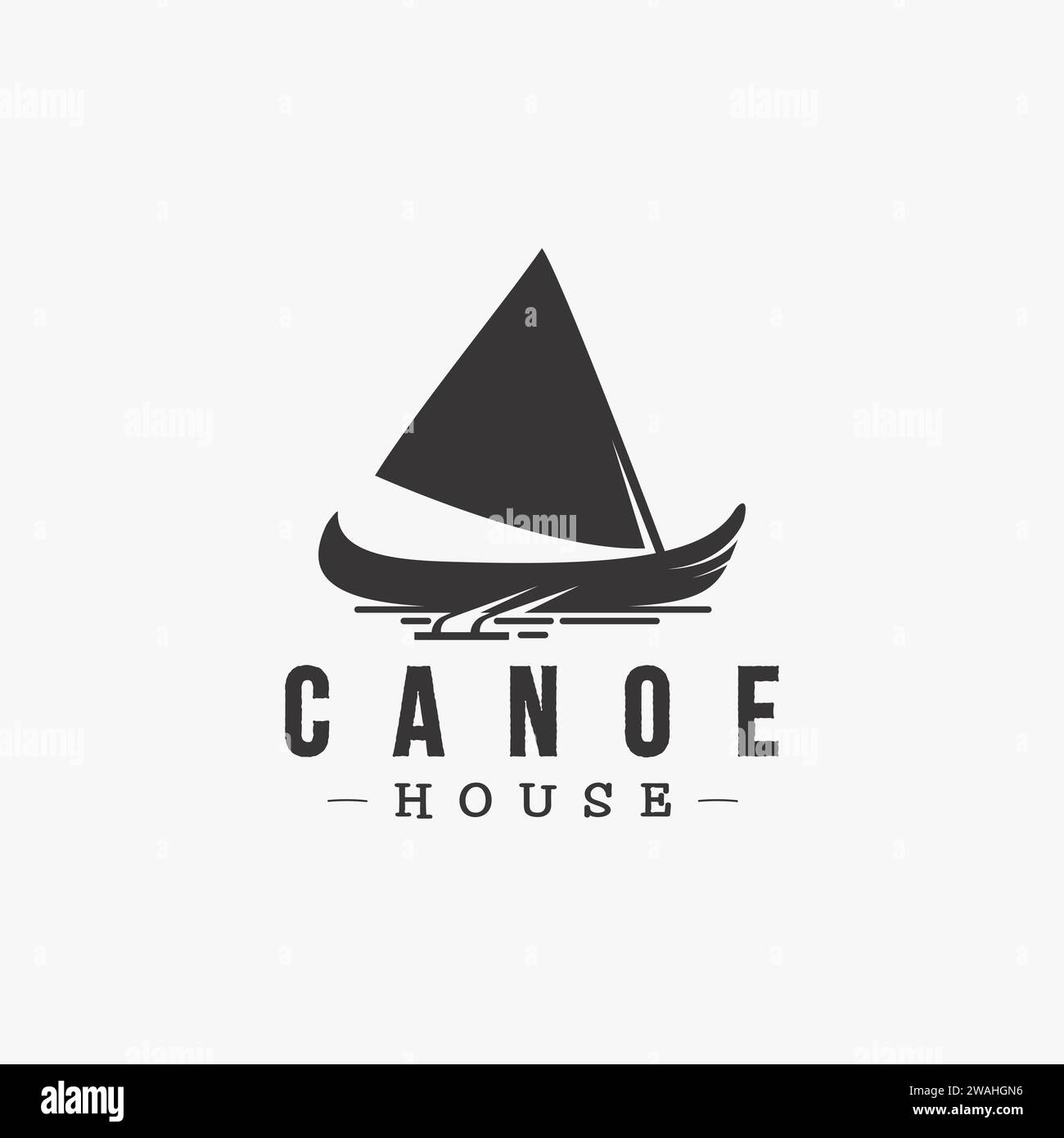 Modèle vectoriel d'icône de logo minimaliste Canoe Sailing sur fond blanc Illustration de Vecteur