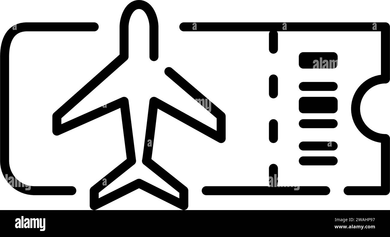 Billet d'avion low cost sans bagages. Icône de trait modifiable et parfait pour les pixels Illustration de Vecteur