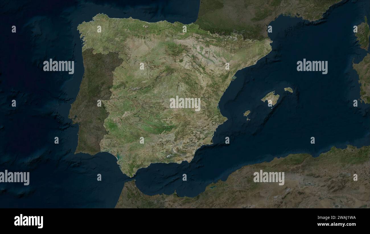 L'Espagne a mis en évidence sur une carte satellite à haute résolution Banque D'Images