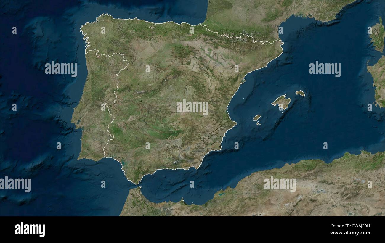 L'Espagne a décrit une carte satellitaire à haute résolution Banque D'Images