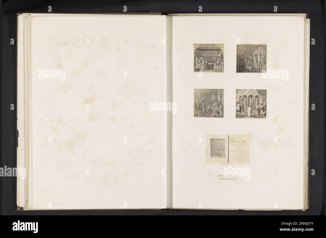 Cinq productions photographiques d'une publication de la Société Arundel avec des tirages à Giotto et des reliefs en Ivoire, anonyme, d'après Giotto de Bondone, c. 1859 - en 1869 ou avant photographie Italie support photographique Albumen print book. illustration  imprimé, livre Banque D'Images