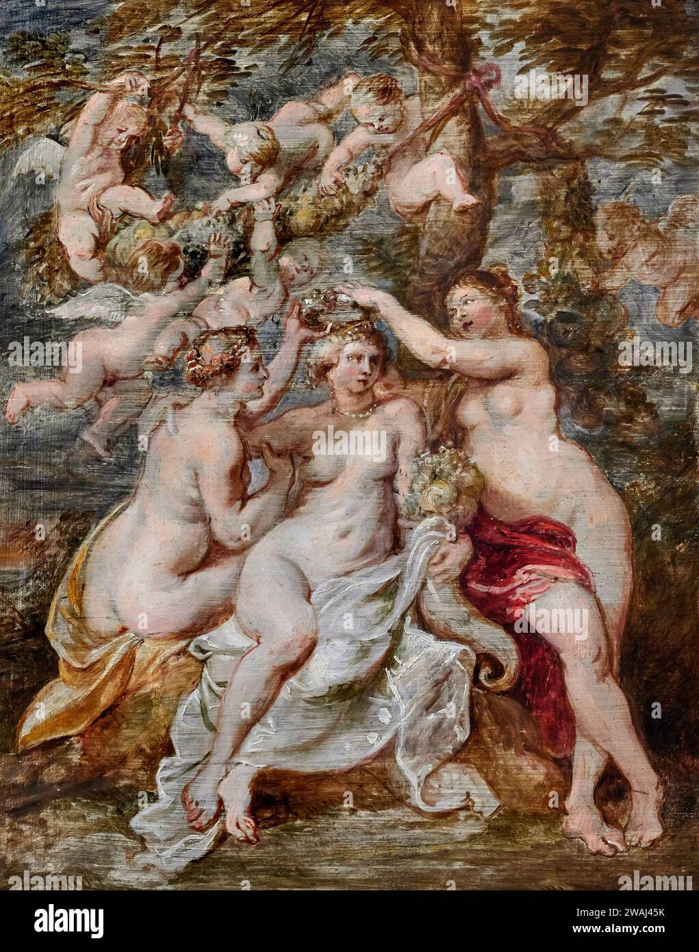 Incoronazione dell’ Abbondanza - olio su tavola - Pieter Paul Rubens 1622 - Roma, Accademia Nazionale di San Luca Banque D'Images