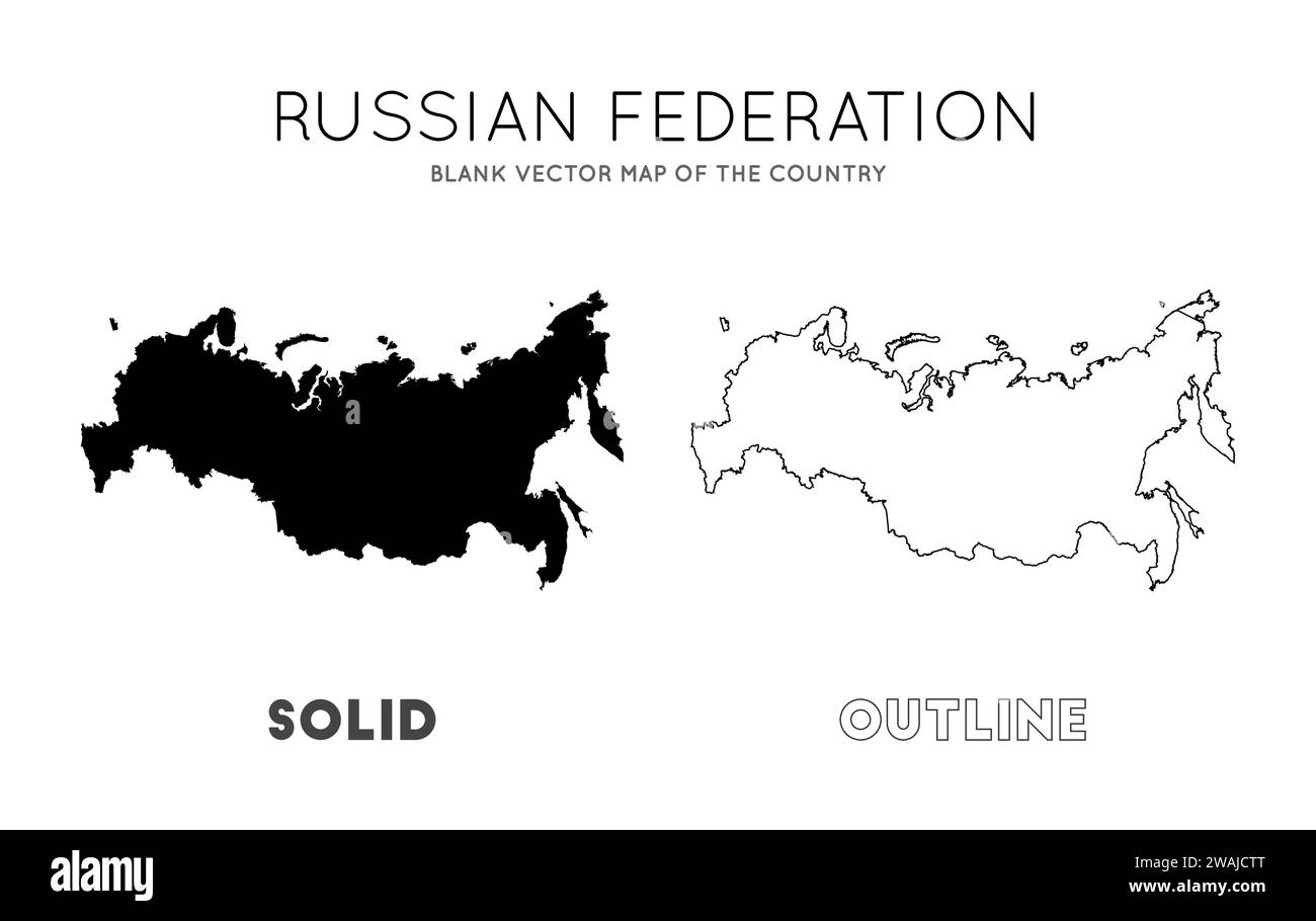 Carte de Russie. Carte vectorielle vierge du pays. Frontières de la