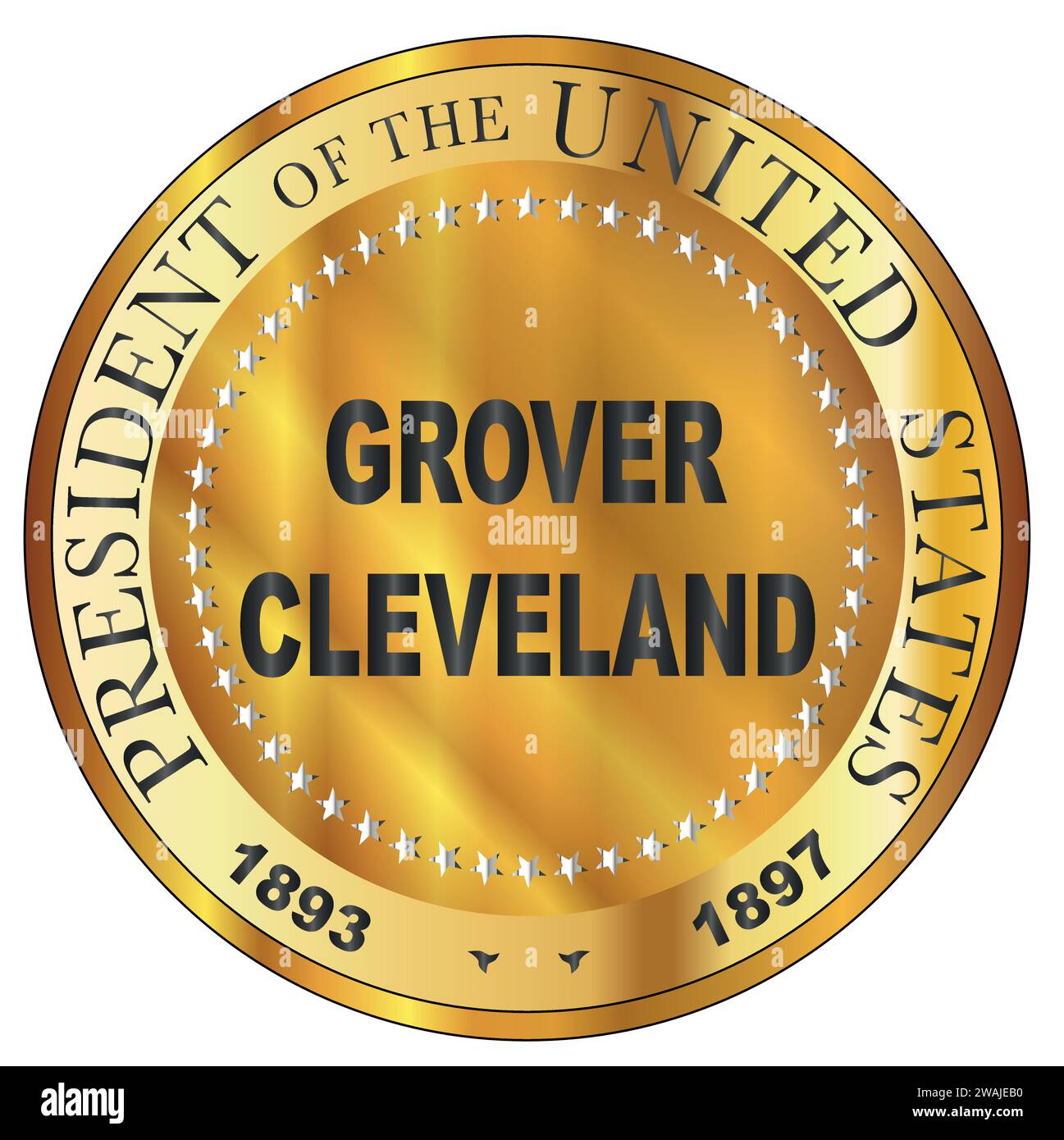 Grover Cleveland président des États-Unis d'Amérique timbre rond 2e mandat Illustration de Vecteur