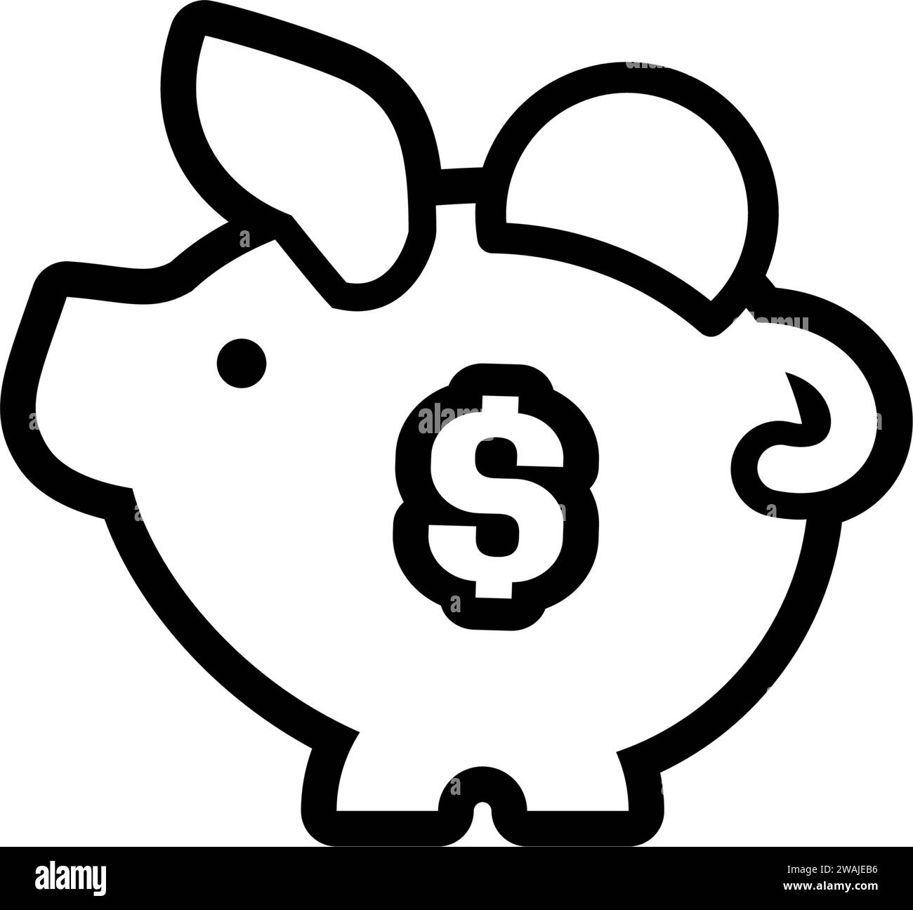 icône de tirelire avec symbole dollar de pièce, fait dans le style linéaire Illustration de Vecteur