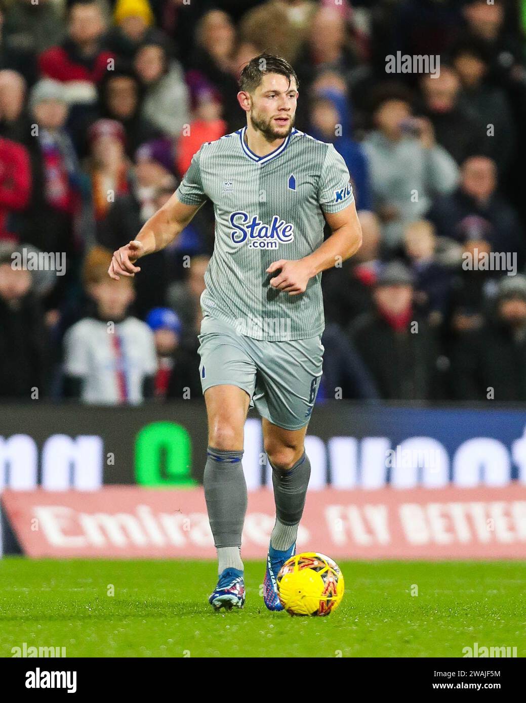 James Tarkowski d'Everton en action lors du match du 3e tour de Crystal Palace FC contre Everton FC Emirates FA Cup au Selhurst Park Stadium, Londres, Angleterre, Royaume-Uni le 4 janvier 2024 Banque D'Images