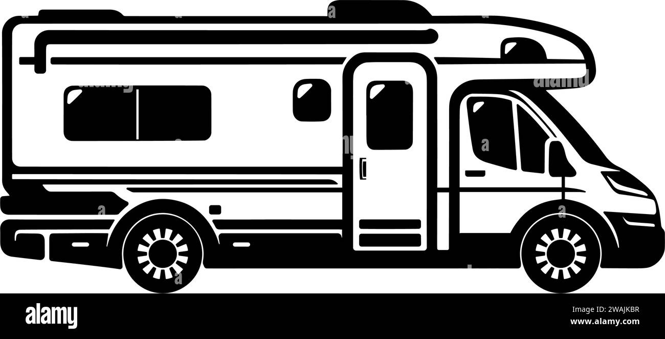 Camper Van véhicule de camping-car isolé. Illustration vectorielle plate Illustration de Vecteur