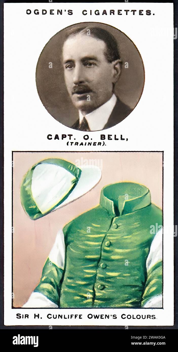 Captain O Bell - Illustration de carte de cigarette vintage, courses de chevaux Banque D'Images