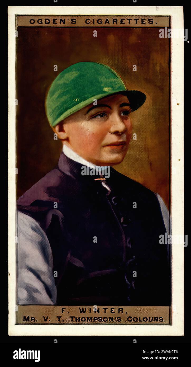 Jockey, F.Winter - Illustration de carte de cigarette Vintage, courses de chevaux Banque D'Images
