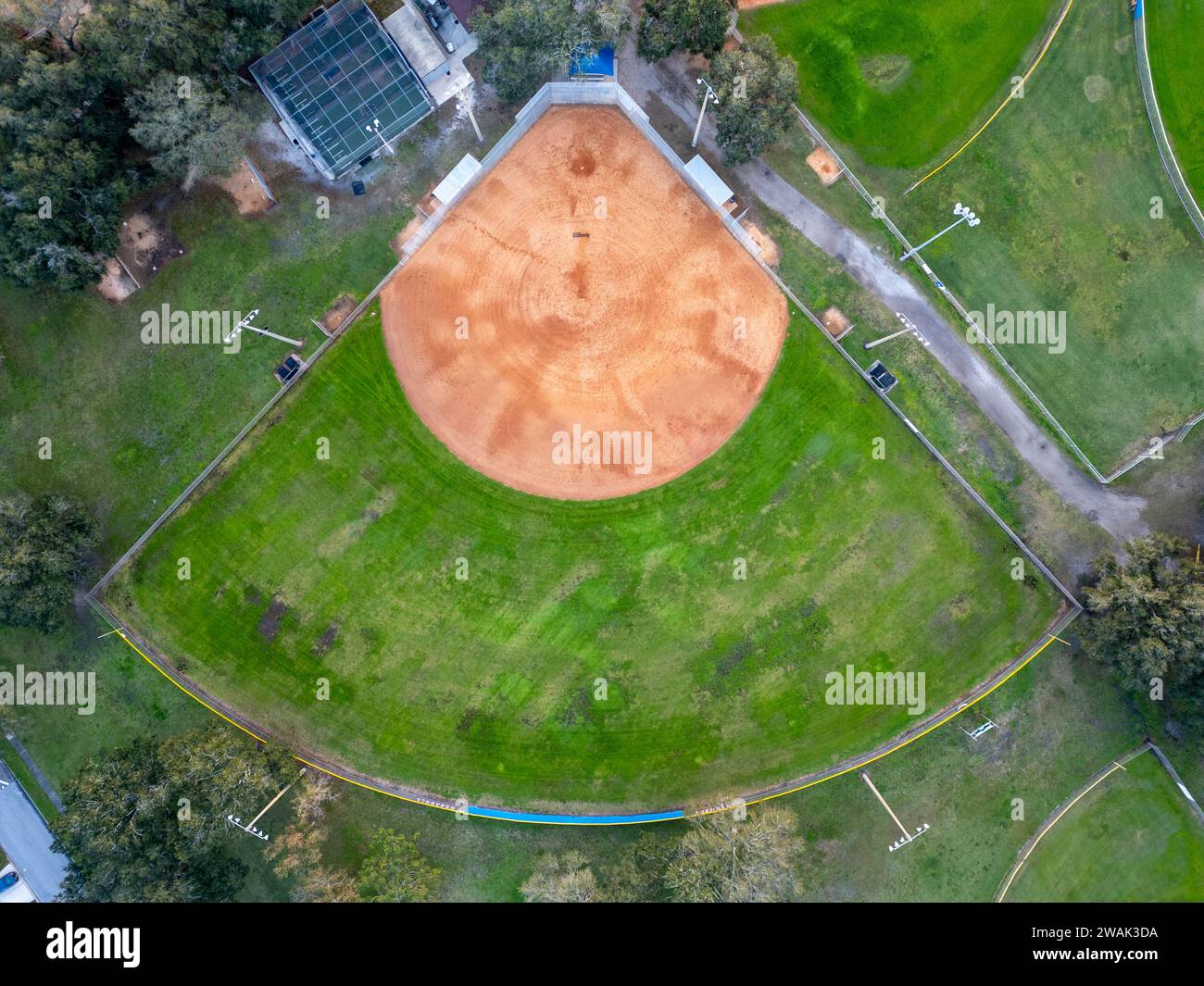 Directement au-dessus d'un terrain de baseball à St Petersburg, Floride, États-Unis Banque D'Images