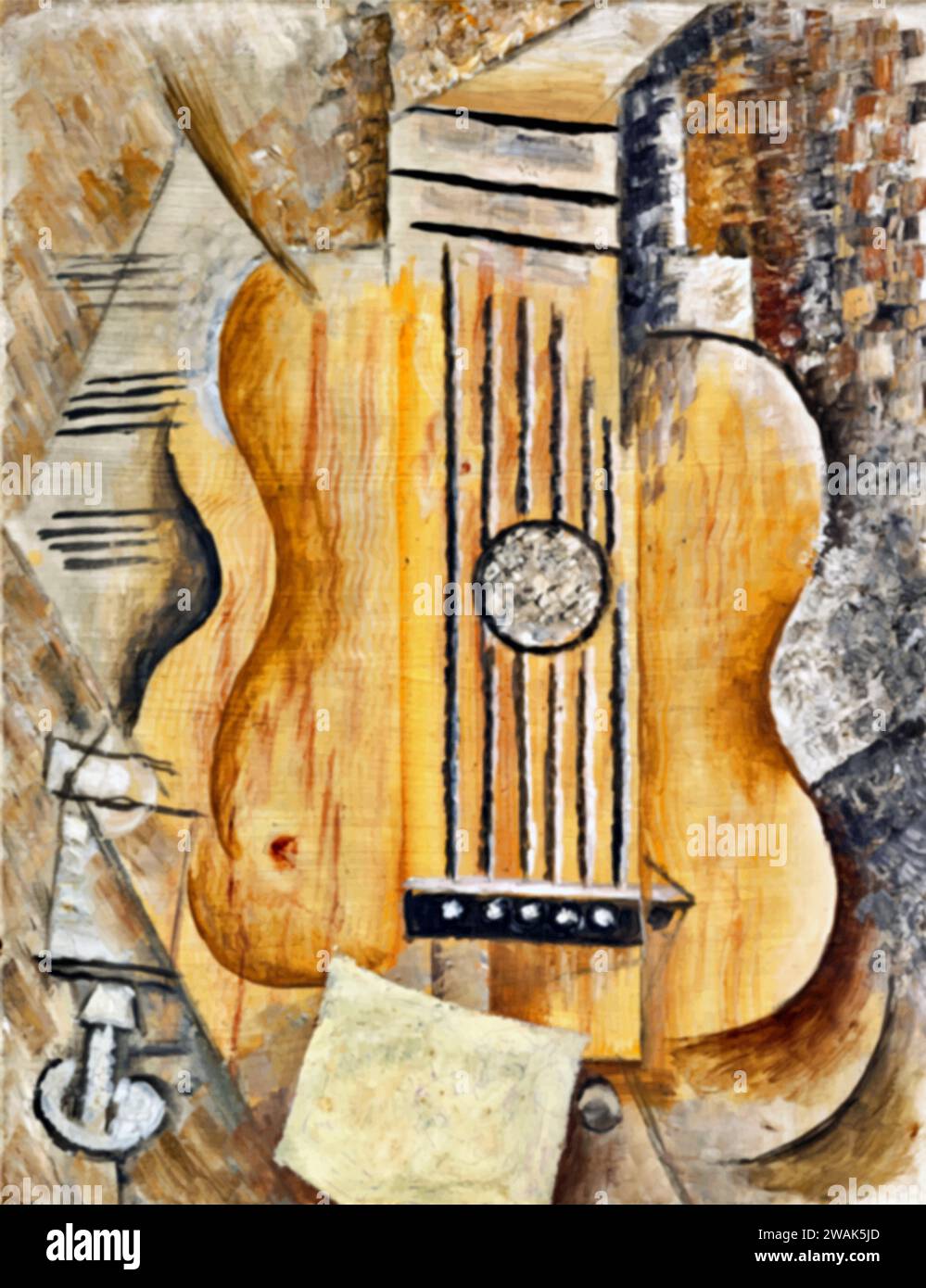 Guitare J'aime Eva ; Guitare J'aime Eva, 1912 (peinture) de l'artiste Picasso, Pablo (1881-1973) Espagnol. Illustration de Vecteur