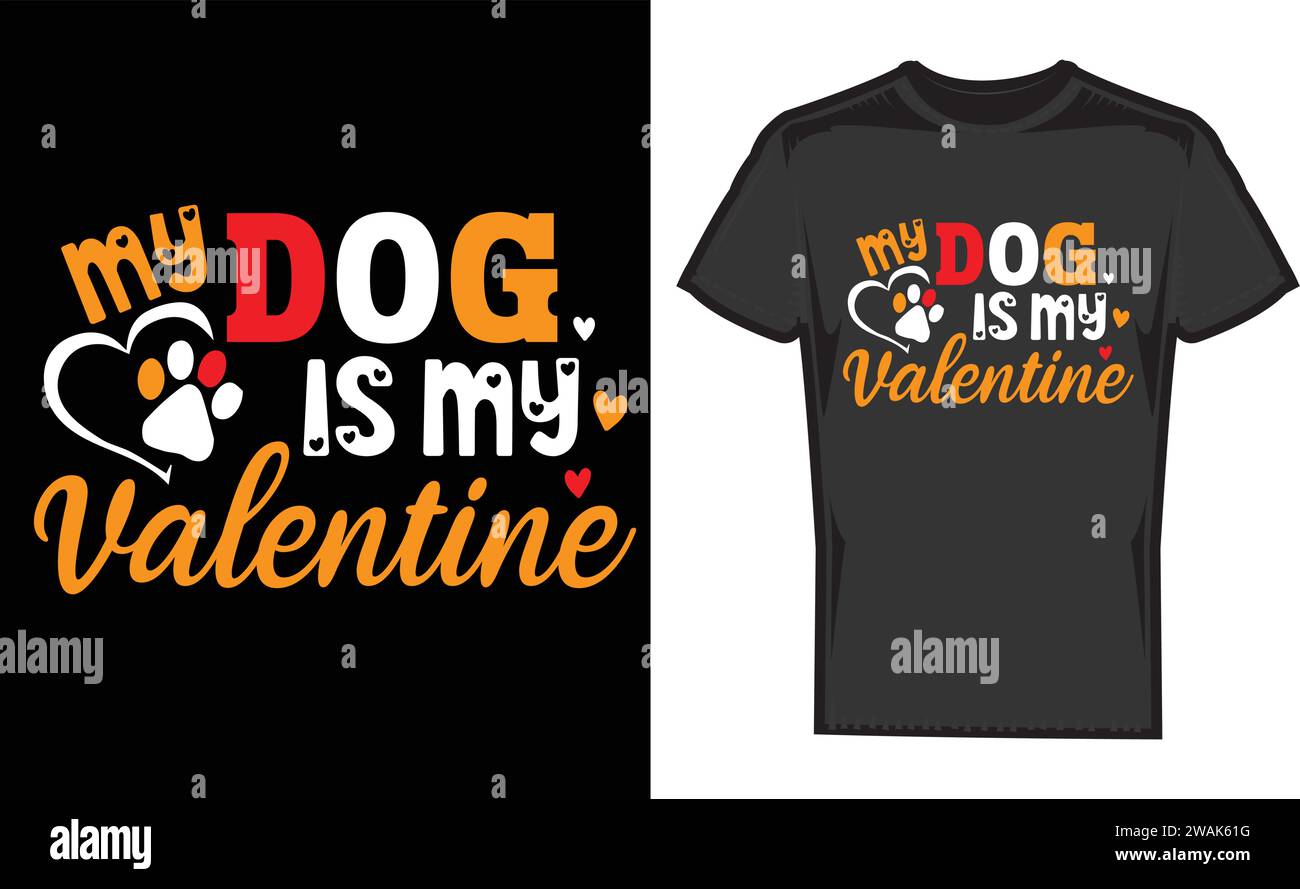 My Dog is My Valentine, t-shirt rétro unique Love Day Designs Illustration de Vecteur