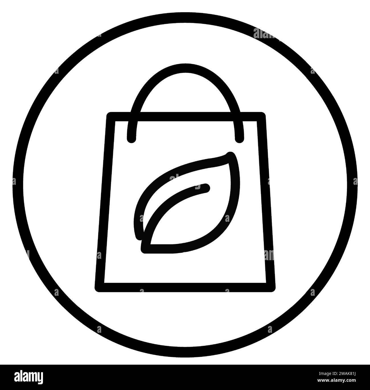 Vecteur de contour de l'icône du sac écologique. Plastique biodégradable. Recyclez les déchets Illustration de Vecteur