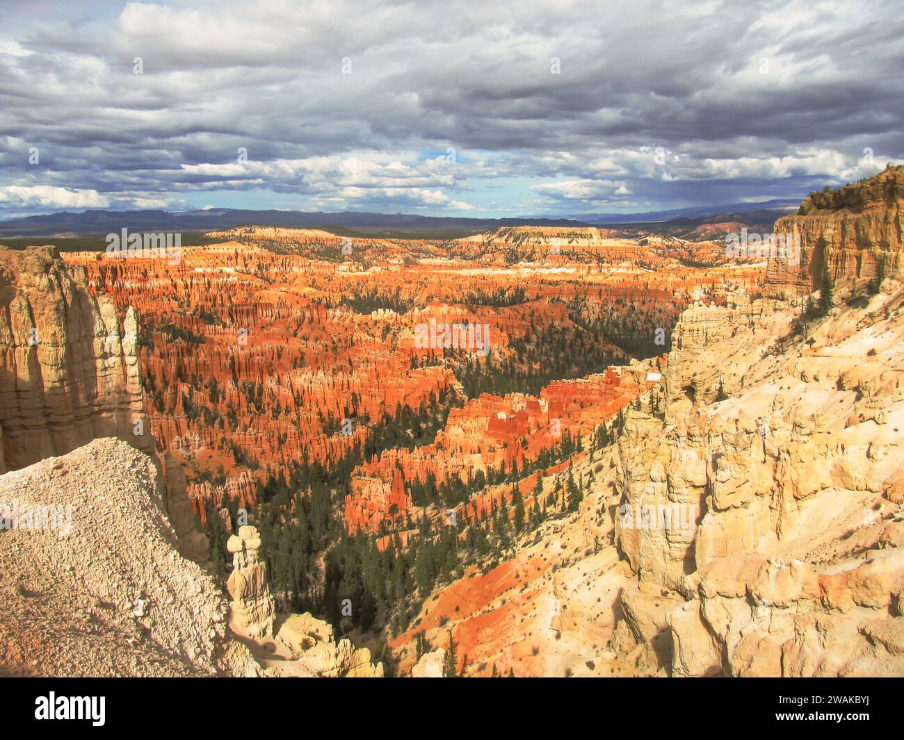 Vue sur les hoodoos colorés de Bryce Canyon Banque D'Images