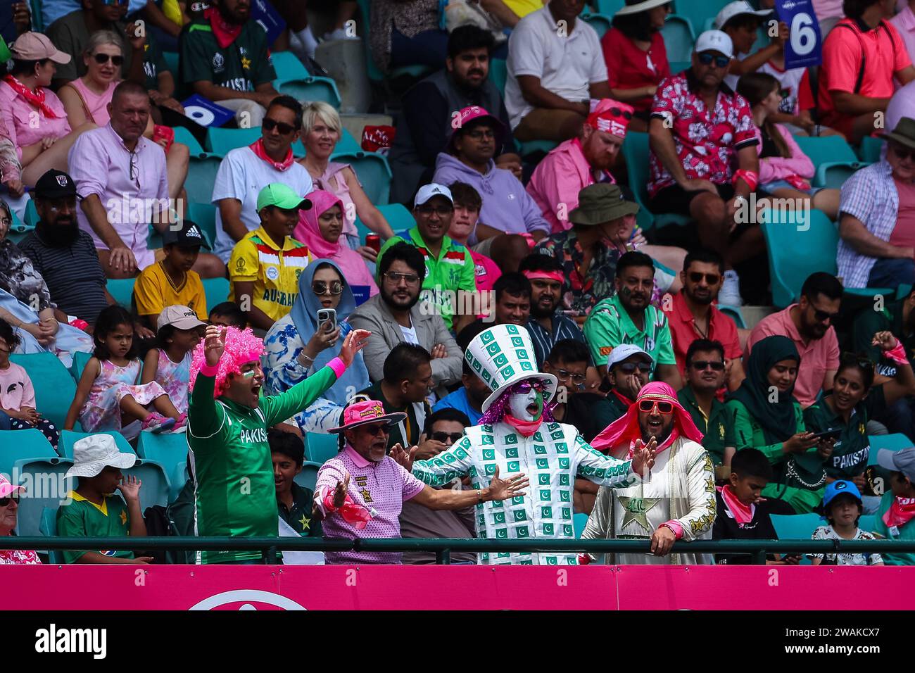 Sydney Cricket Ground, Sydney, Australie ; 5 janvier 2024, International Test Cricket, Australie contre Pakistan 3e Test Day 3 ; les fans pakistanais apprécient le cricket Banque D'Images