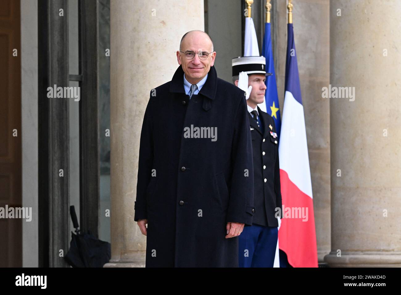 Paris, France. 05 janvier 2024. L'ancien Premier ministre italien Enrico Letta arrive à l'Elysée pour l'hommage national à Jacques Delors, le président français organise un déjeuner pour les chefs d'Etat et de gouvernement européens et les représentants des institutions européennes le 5 janvier 2024. Photo Tomas Stevens/ABACAPRESS.COM crédit : Abaca Press/Alamy Live News Banque D'Images