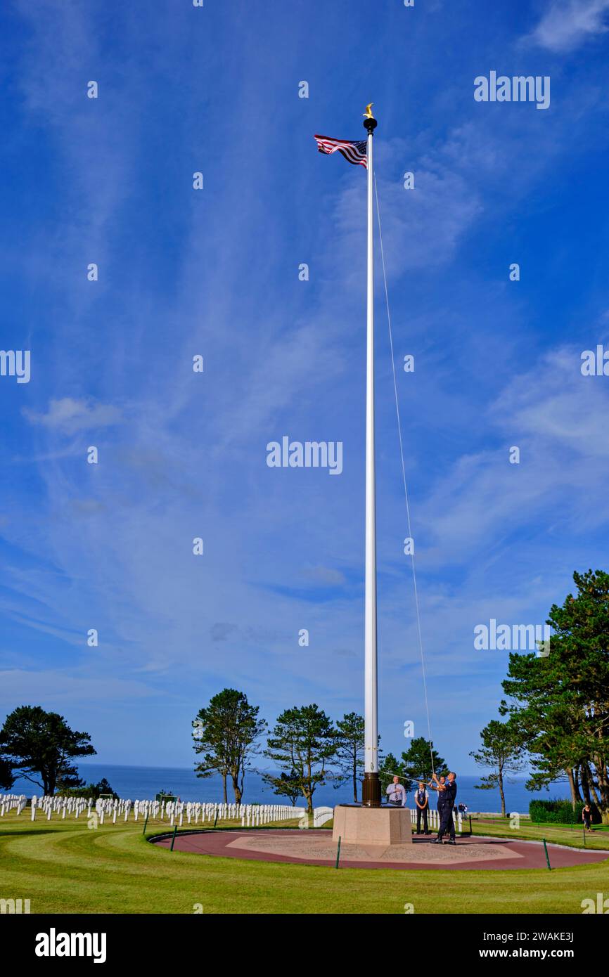 France, Calvados, Colleville-sur-Mer, plage du débarquement d'Omaha Beach, cimetière américain de Colleville-sur-Mer Banque D'Images