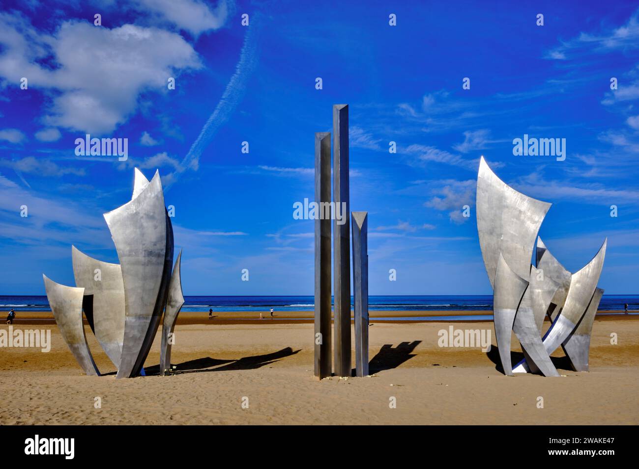 France, Calvados (14), Saint-Laurent-sur-Mer, Omaha Beach, Mémorial des Braves, par Anilore Banon, 15 tonnes d'acier inoxydable pour rendre hommage au cou Banque D'Images