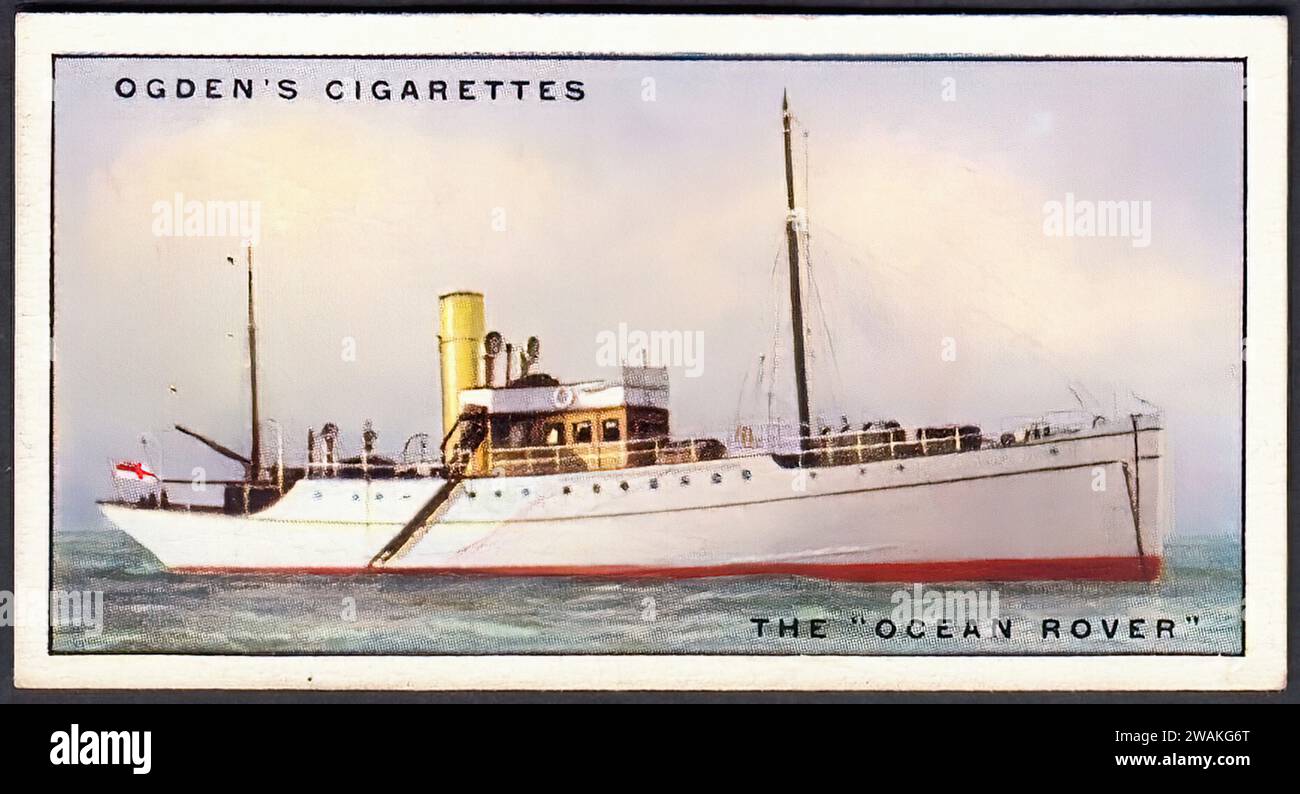 Cruising Yacht Ocean Rover - Illustration de carte de cigarette vintage Banque D'Images