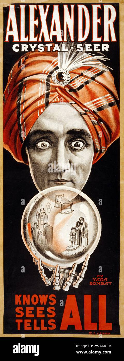 Afficher l'affiche - Alexandre, voyant de cristal sait, voit, dit tout. Claude Alexander, 1880-1954 - boule de cristal, magie, Turbans Banque D'Images
