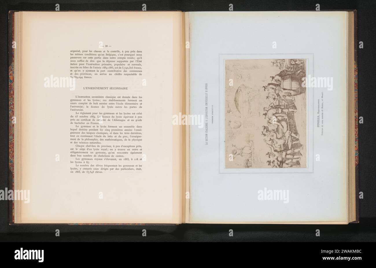 Production photographique d'un dessin de l'intérieur d'une auberge à Rome par Bartolomeo Pinelli, anonyme, d'après Bartolomeo Pinelli, c. 1880 - en 1885 ou avant. Photographie support photographique Albumen print Hotel, Hostellerie, auberge Banque D'Images