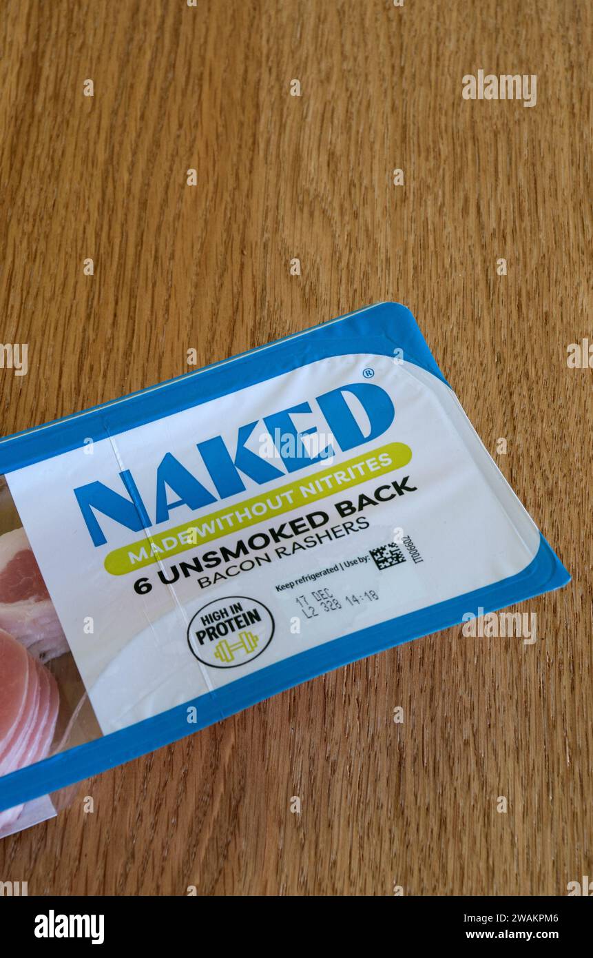 Finnebrogue Naked Brand nitrite Free Unsmoked Back Bacon Rashers Banque D'Images