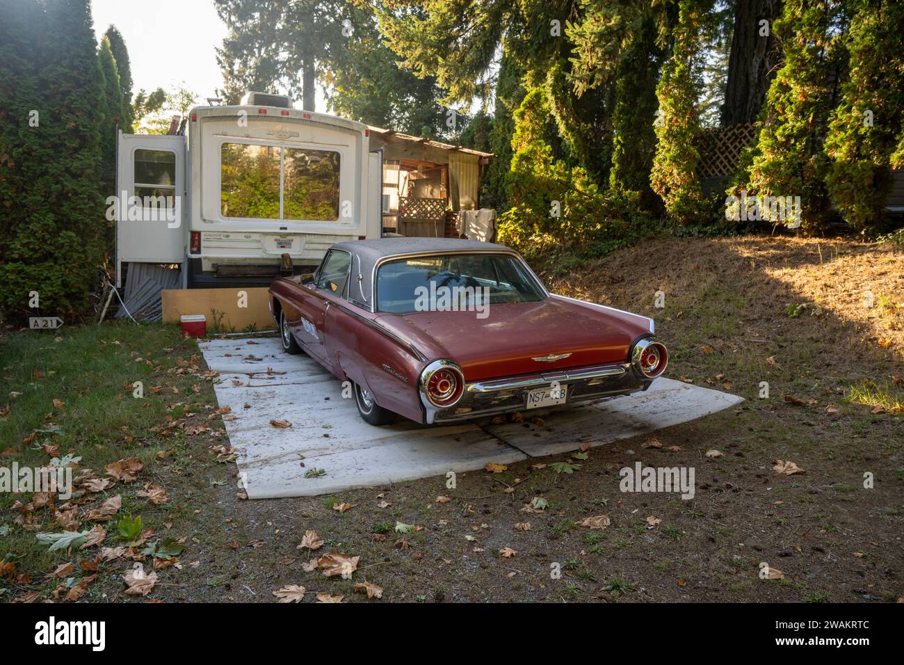 Parc de remorques Ford T Bird Thunderbird 1963 Banque D'Images