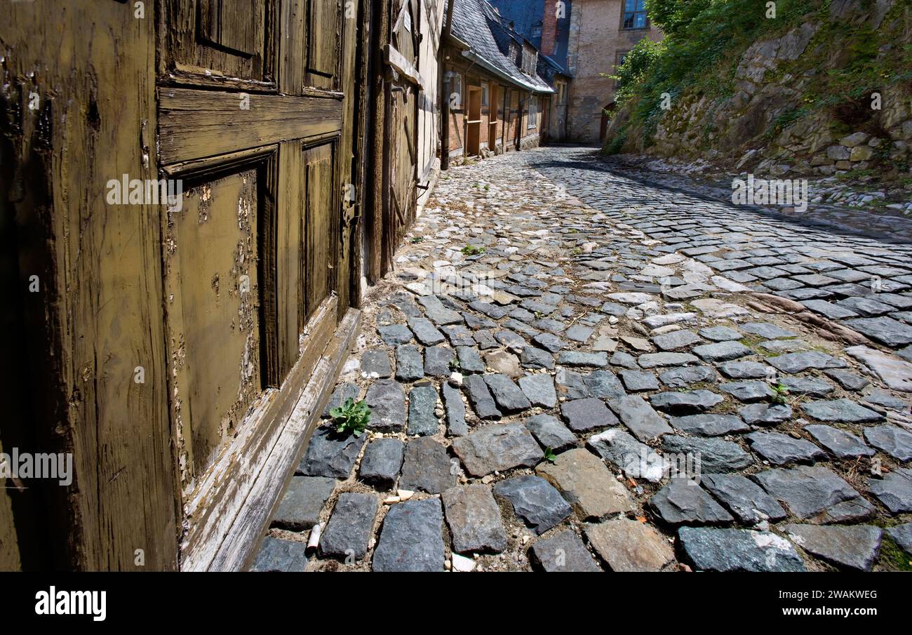 Un chemin pavé, grand château de Blankenburg, Blankenburg, Harz, Saxe-Anhalt, Allemagne, Europe Banque D'Images