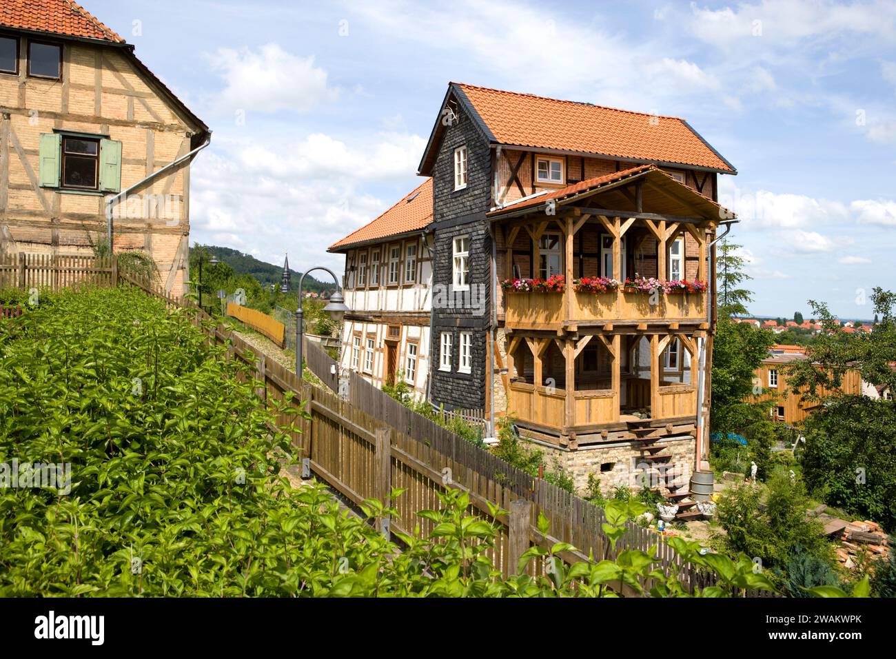 Maisons à colombages à Blankenburg, Harz Mountains, Saxe-Anhalt, Allemagne, Europe Banque D'Images