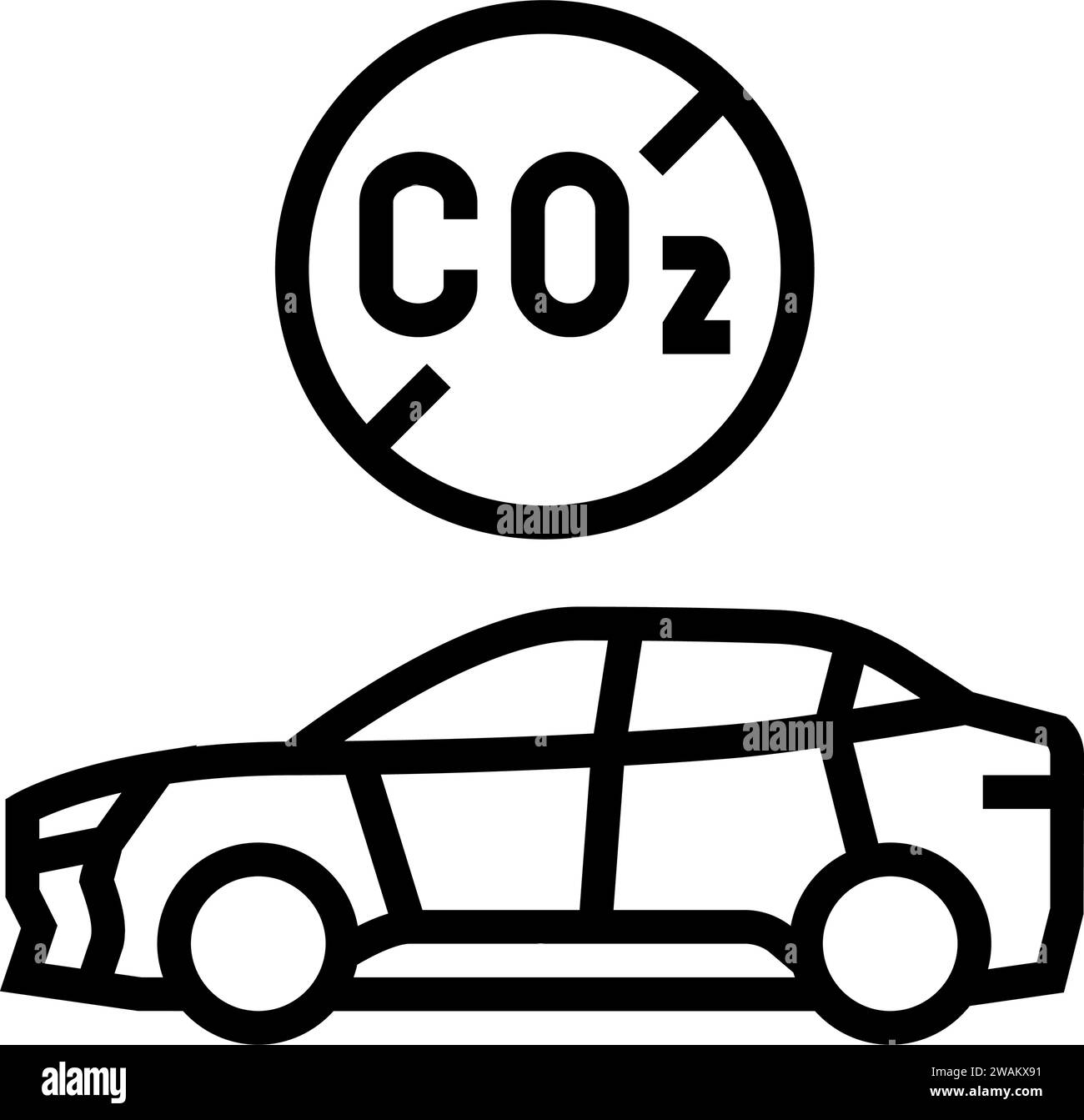 illustration vectorielle d'icône de ligne de carbone de voiture sans émission Illustration de Vecteur