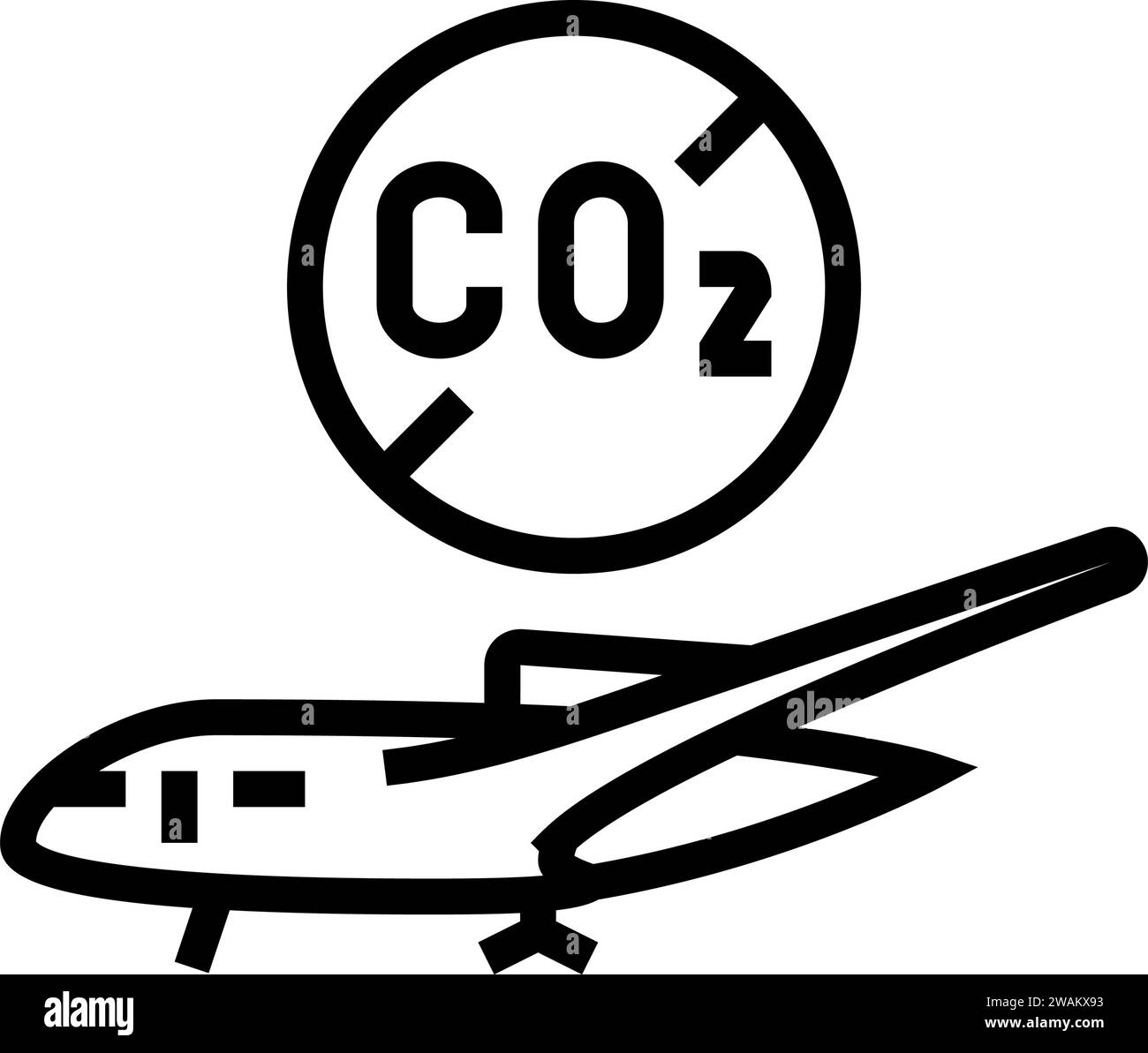 illustration vectorielle d'icône de ligne de carbone de plan sans émission Illustration de Vecteur