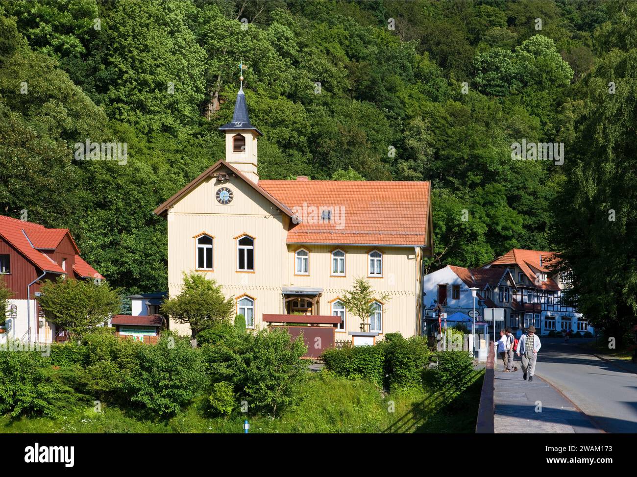 Village de Treseburg, vallée de Bodetal, district de Harz, Saxe-Anhalt, Allemagne, Europe Banque D'Images