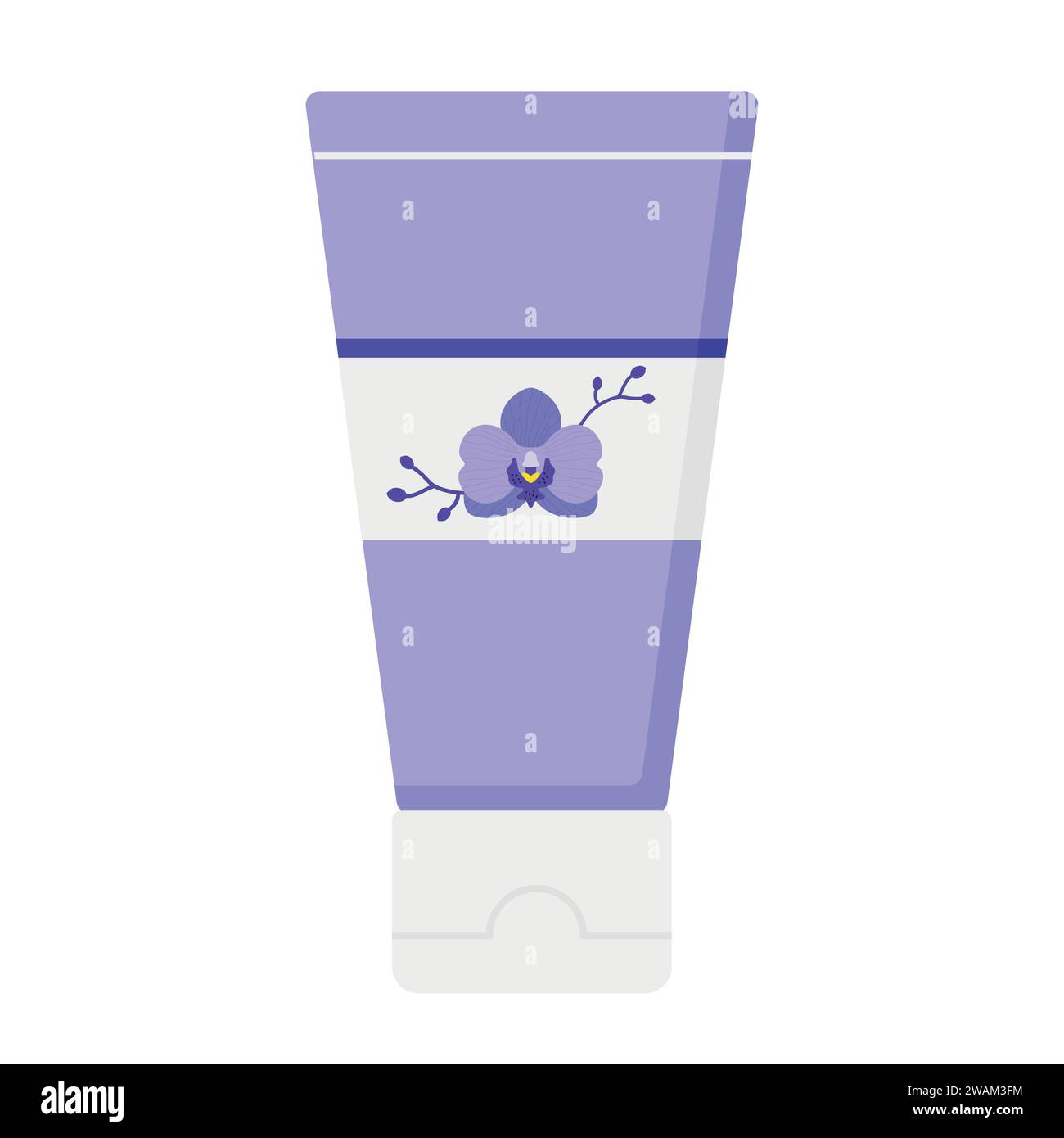 Tube en plastique pour produits cosmétiques pour le soin de la peau tels que gel ou mousse nettoyante, crème ou lotion. Décoré avec une orchidée. Illustration vectorielle Illustration de Vecteur