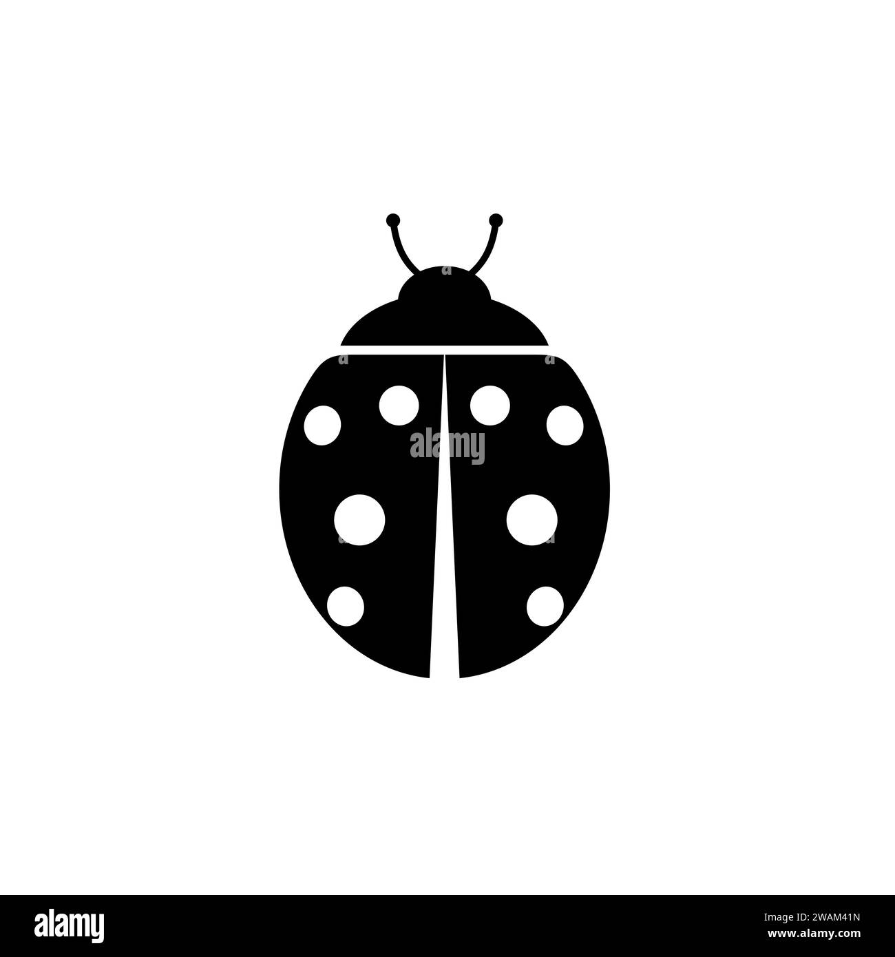 Mignonne coccinelle noire icône insecte Beetle sur isolé sur fond blanc. Illustration vectorielle. Illustration de Vecteur