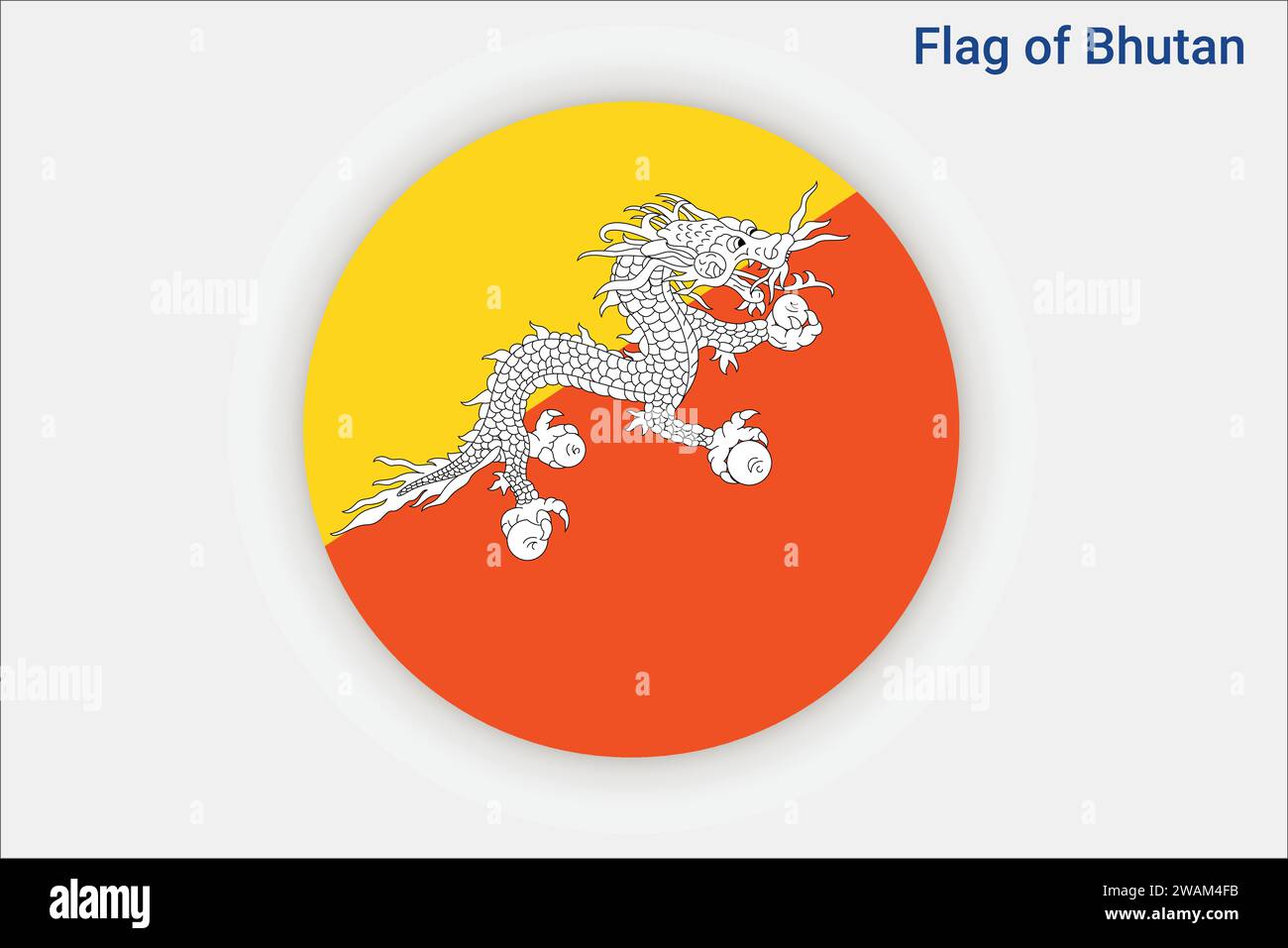 Drapeau haut détaillé du Bhoutan. Drapeau national du Bhoutan. Asie. Illustration 3D. Illustration de Vecteur