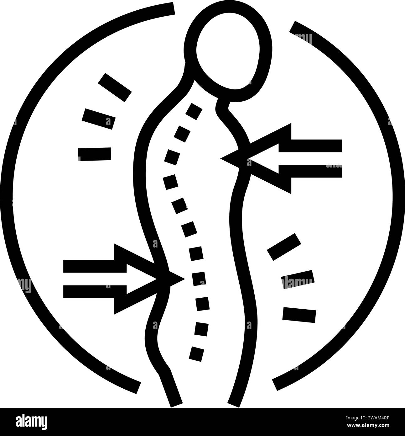 illustration vectorielle d'icône de ligne de symptôme d'ostéoporose de posture d'arrêt Illustration de Vecteur