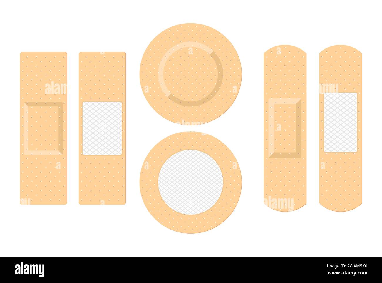 Pansement adhésif pansements médicaux élastiques mis en différentes formes isolées sur fond blanc. Vecteur Illustration de Vecteur