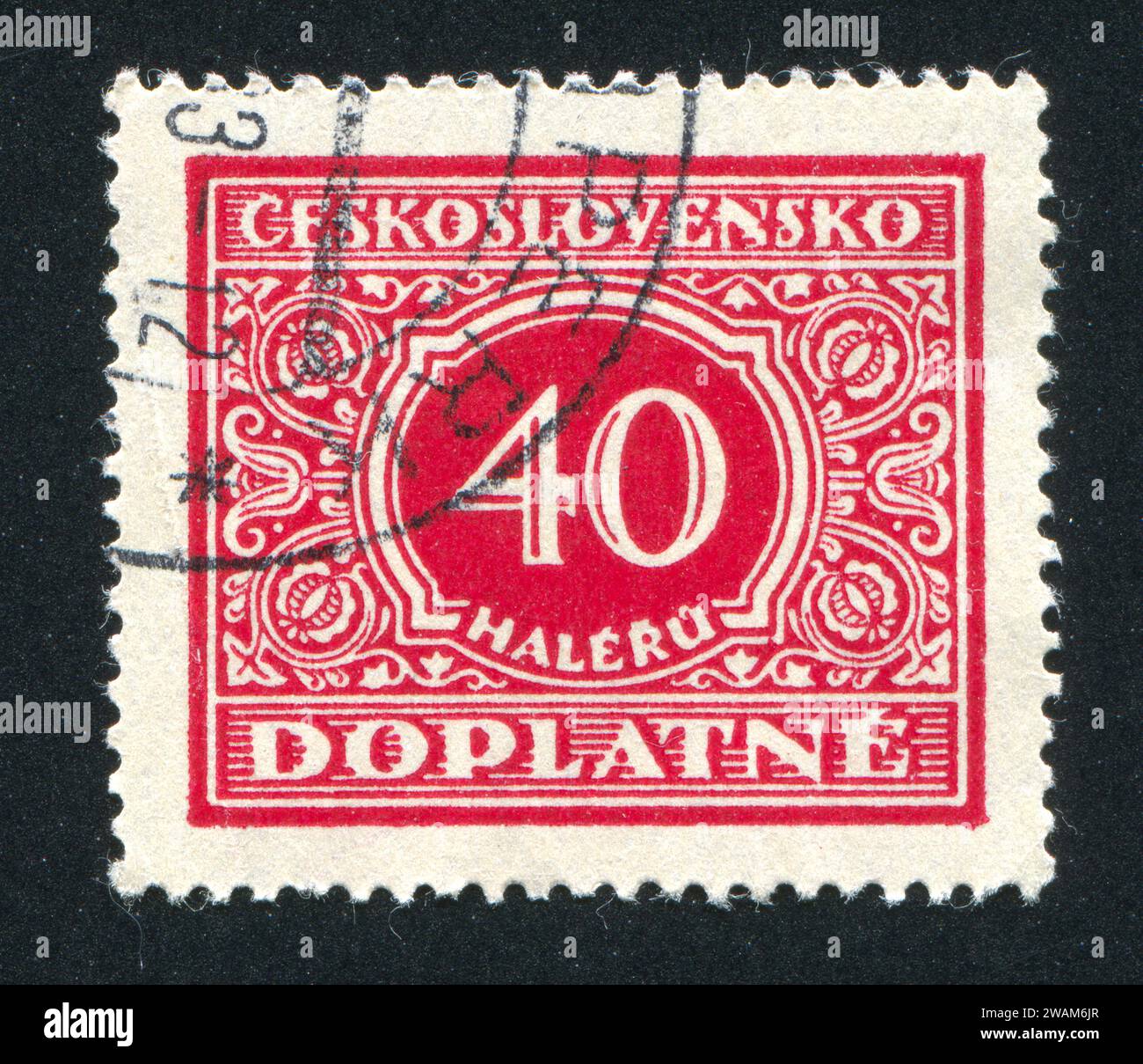TCHÉCOSLOVAQUIE - CIRCA 1928 : timbre imprimé par la Tchécoslovaquie, montre Postage due, circa 1928 Banque D'Images