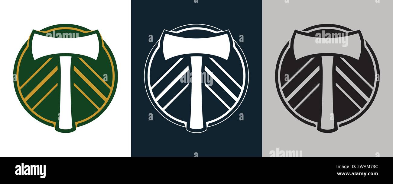 Portland Timbers FC couleur Noir et blanc 3 style logo USA club de football professionnel Vector Illustration image modifiable abstraite Illustration de Vecteur