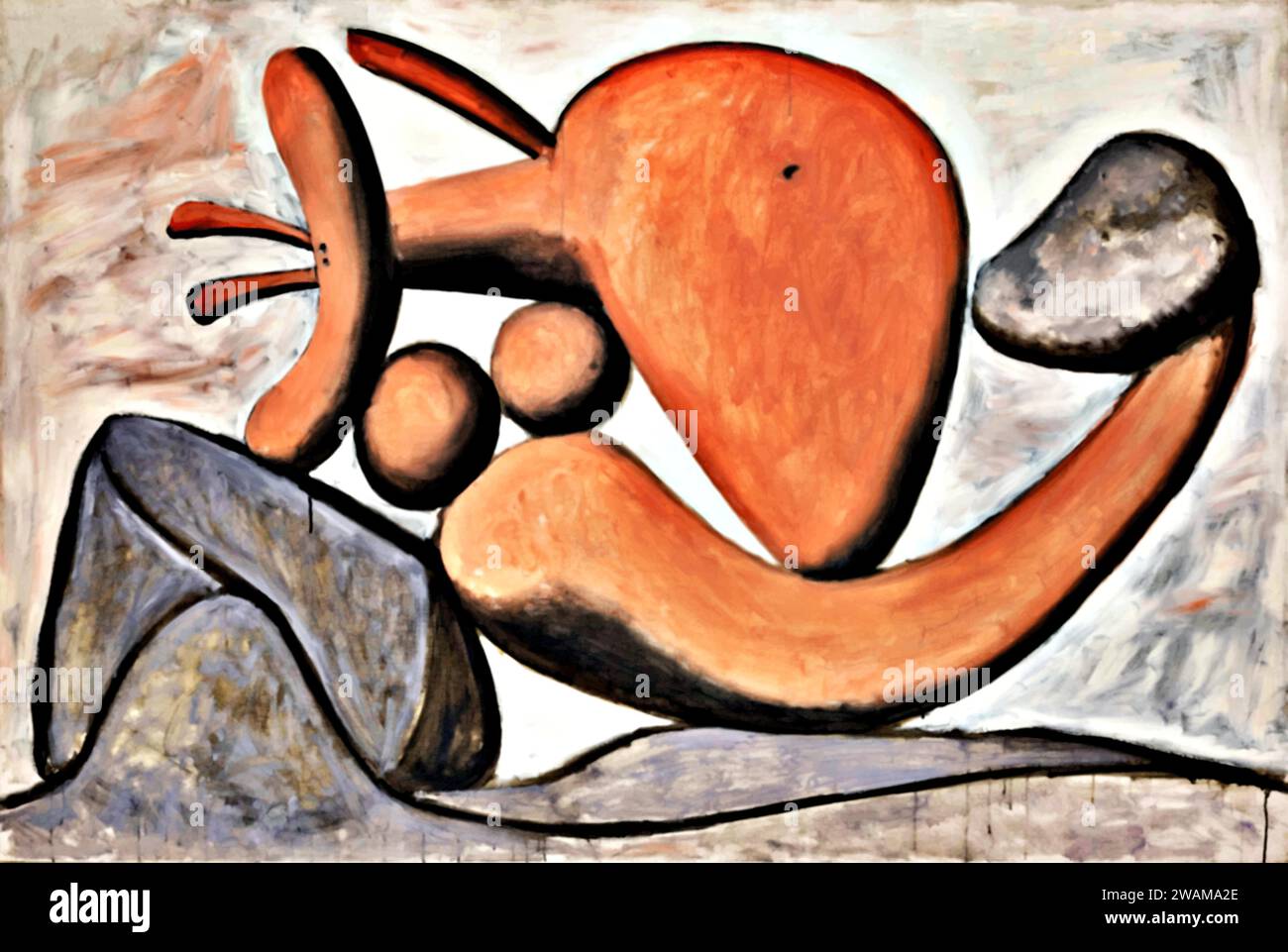 Femme jetant une pierre, 1932 (peinture) de l'artiste Picasso, Pablo (1881-1973) Espagnol. Illustration de Vecteur