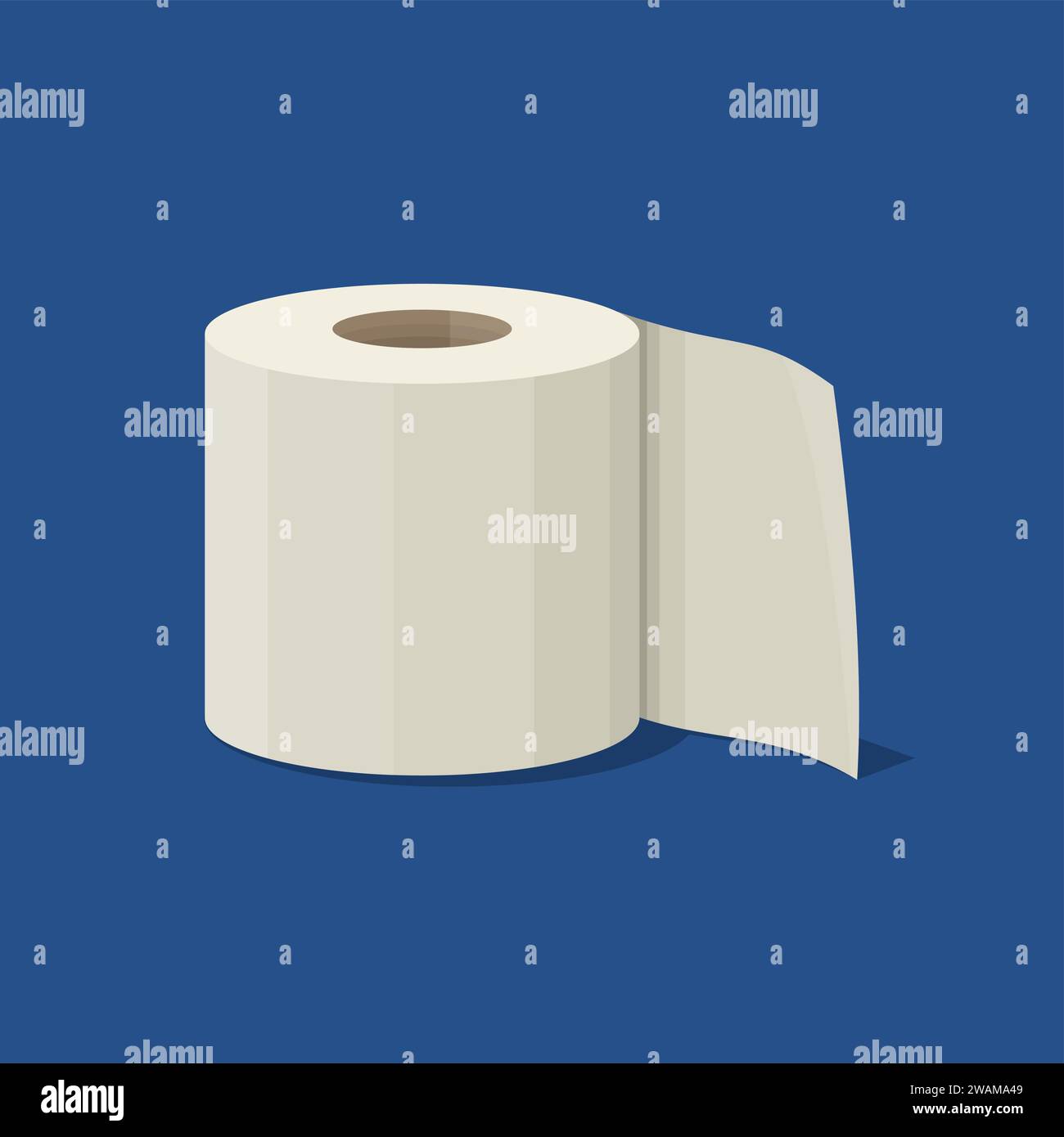 Rouleau d'icône de papier toilette dans le style plat isolé sur fond bleu. Illustration vectorielle. Illustration de Vecteur
