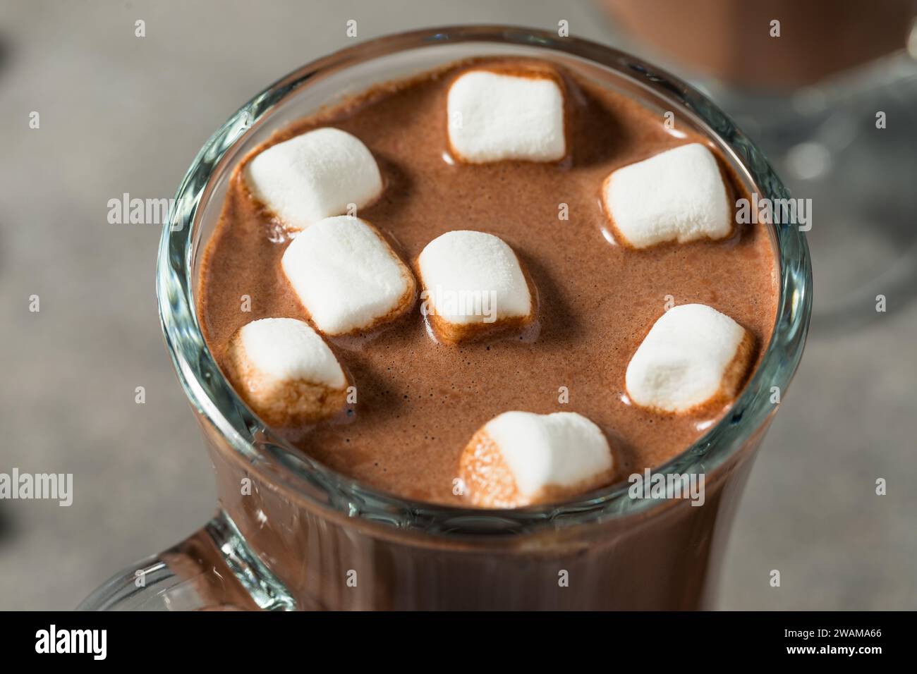 Chocolat chaud au cacao chaud et boozy dans une tasse avec des guimauves Banque D'Images