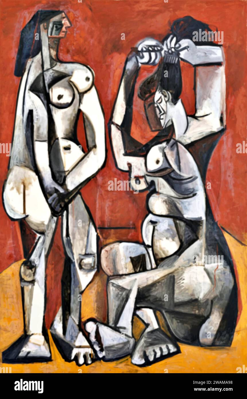 Femmes dans les toilettes, 1956 (peinture) de l'artiste Picasso, Pablo (1881-1973) Espagnol. Illustration de Vecteur