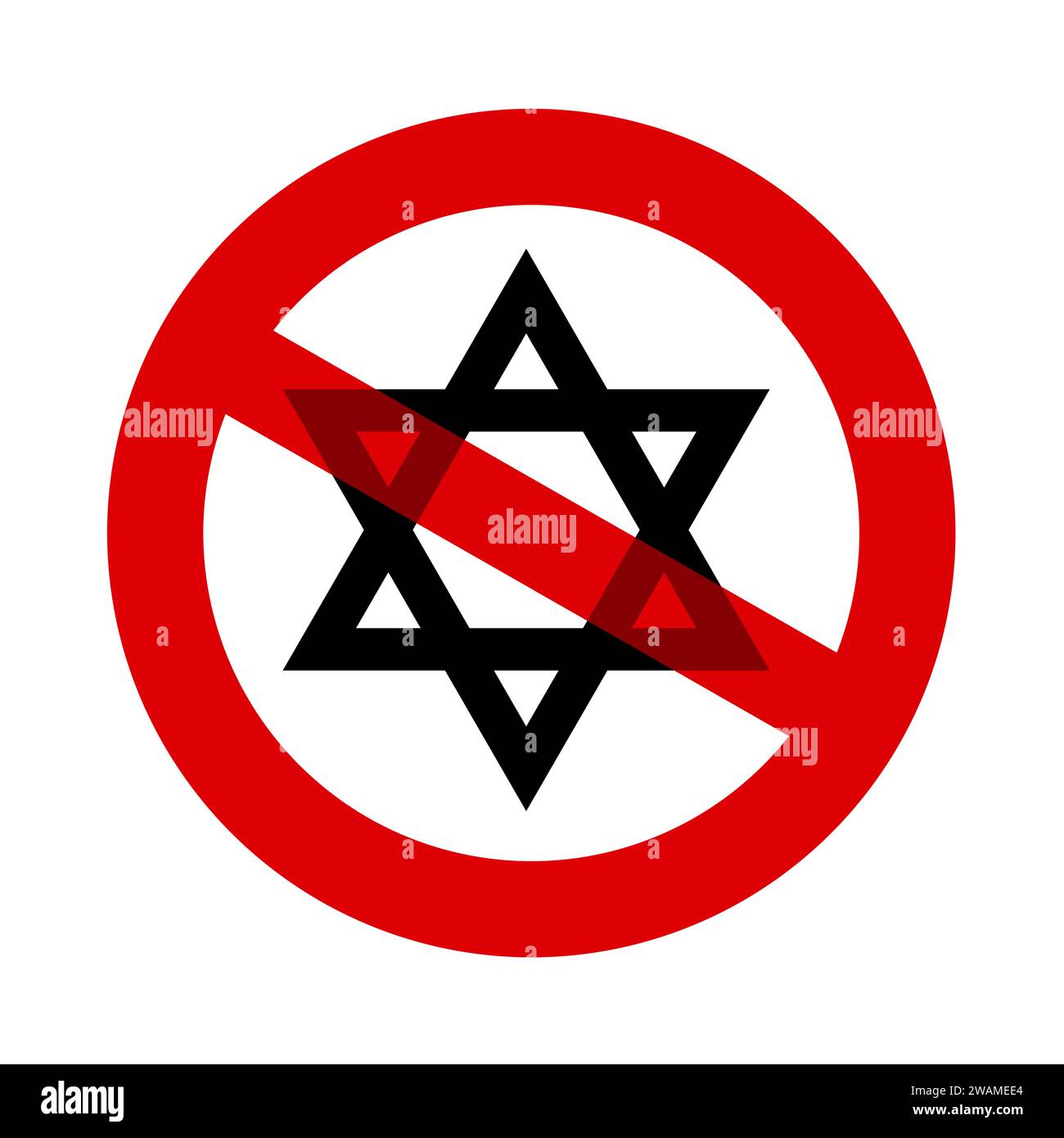 Symbole d'Israël est rayé. Métaphore du boycott et de l’embargo israéliens, de l’antisémitisme et de l’antizionisme. Interdiction et restriction à Israël. Vector illustra Banque D'Images