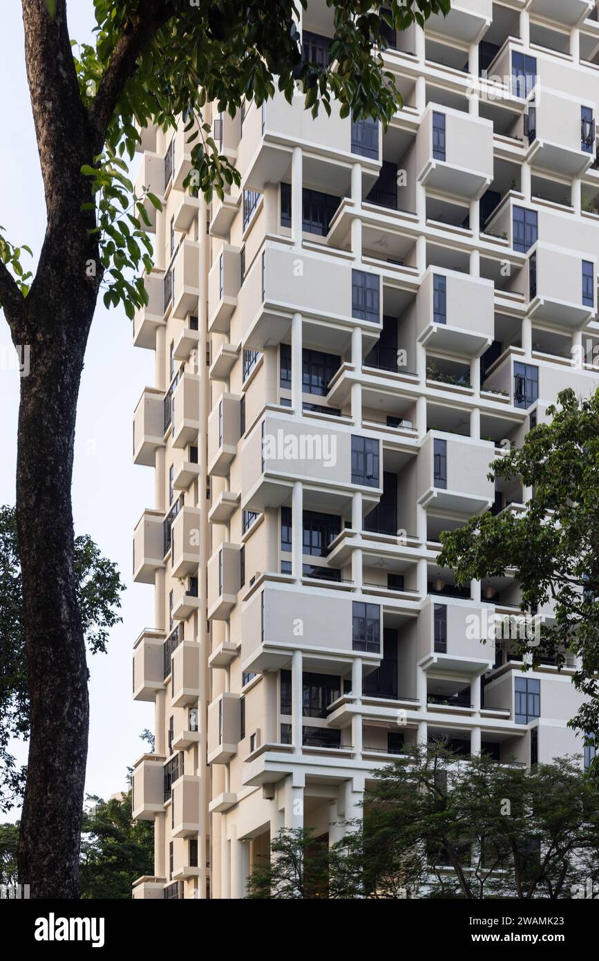 La Colonnade, Singapour appartement condominium conçu par Paul Rudolph dans une architecture de style moderniste Banque D'Images